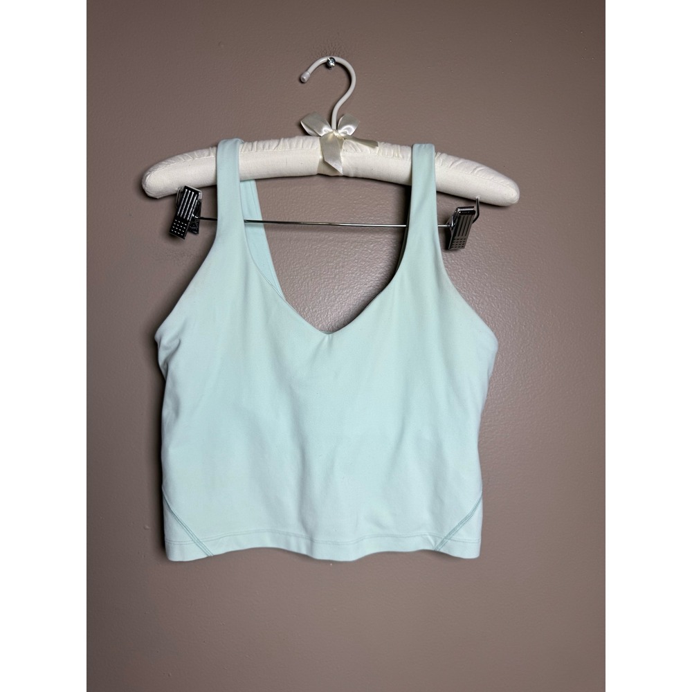 Lululemon Align Tank Top Mint Green Size 8 V-Neck Cropped Yoga Bra LW1DUDS